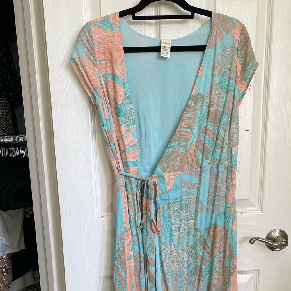 L-Space Monstera Print/Hawaiian Style Wrap Dress